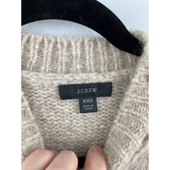 J Crew XXS Button-shoulder heathered crewneck sweater Wool Blend Brown B5-06 - Picture 4 of 8